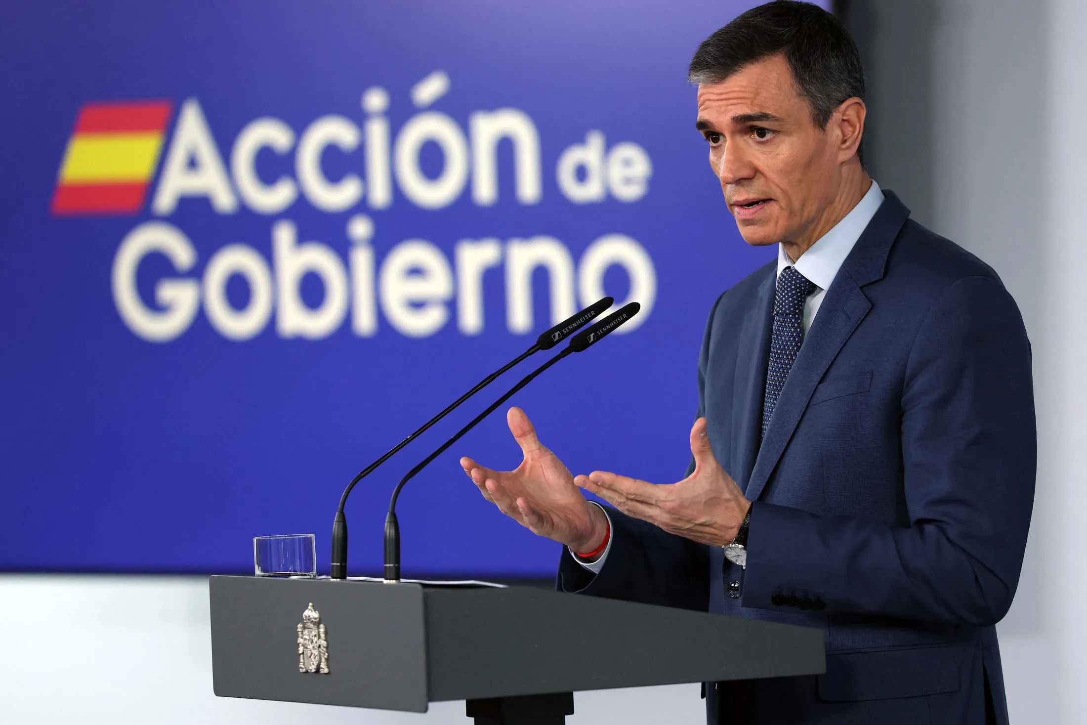 Pedro Sánchez following the extraordinary cabinet meeting in Madrid, on March 20.