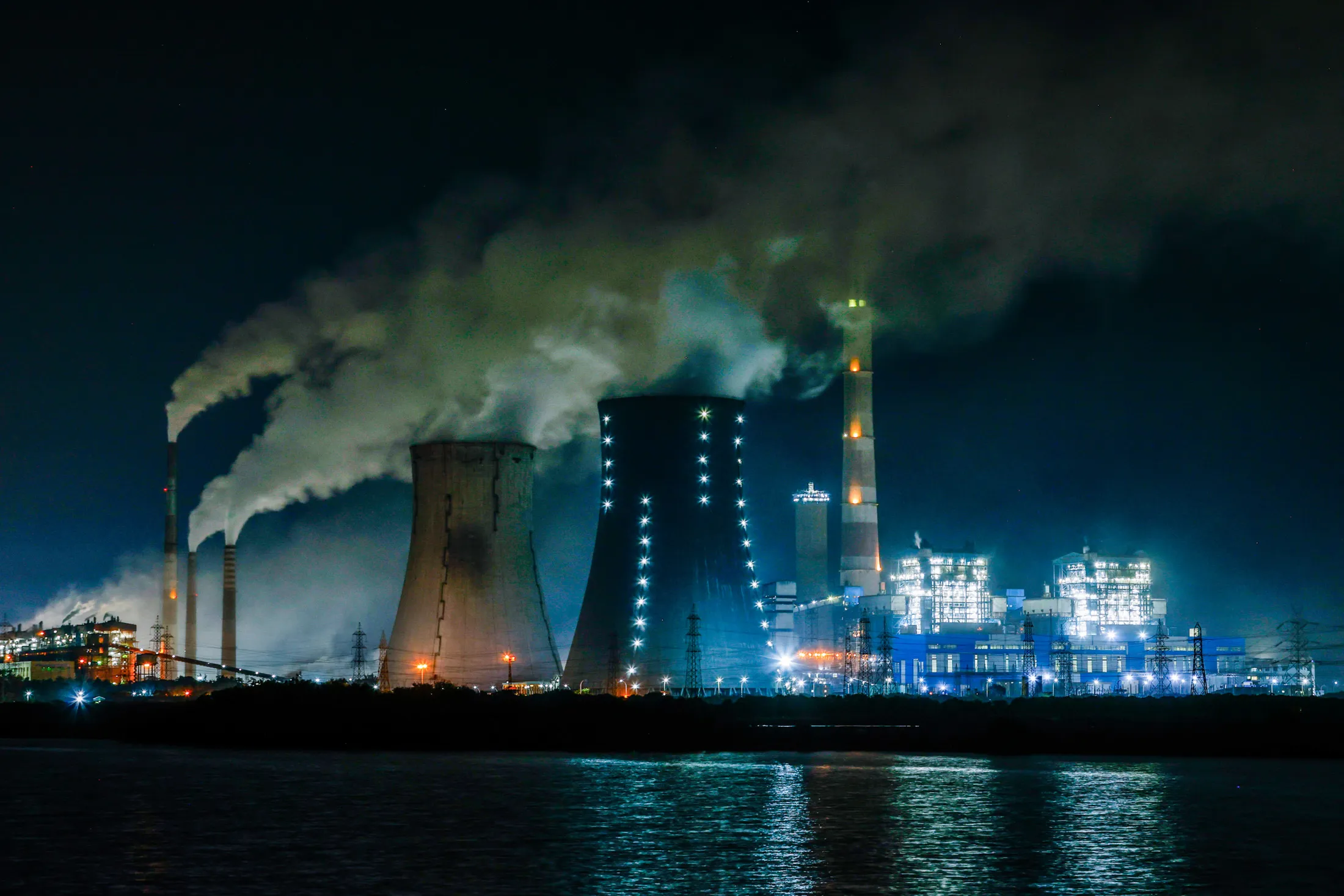 The NLC Tamil Nadu Power Ltd. power plant, right, and Tuticorin Thermal Power Station, owned by Tamil Nadu Generation and Distribution Corp. left, in Tuticorin, India.