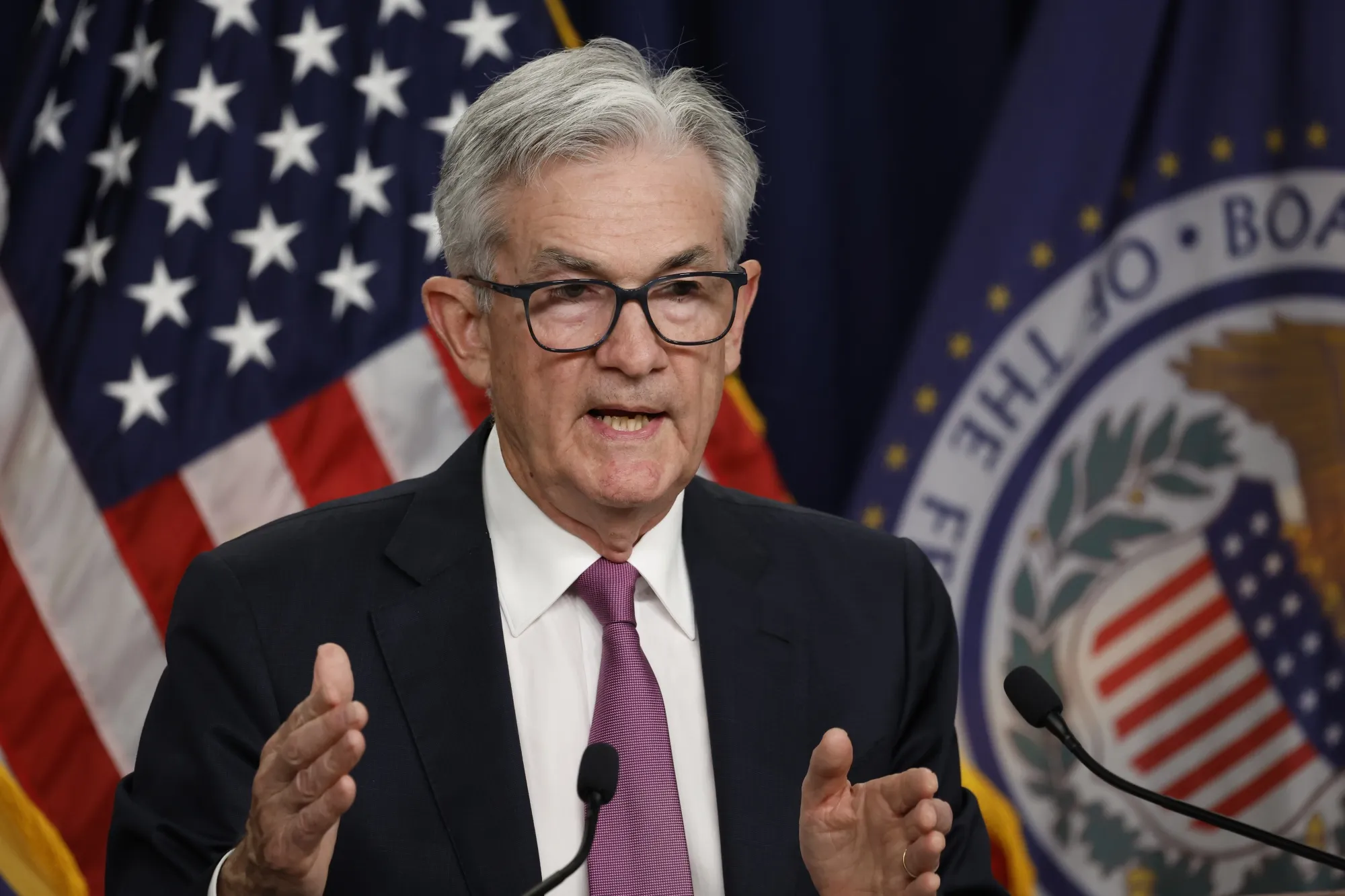 Federal Reserve Chair Jerome Powell holds a news conference following the FOMC rate decision on Wednesday.