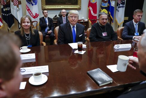 Trump, Barra, and Marchionne on Jan. 24.