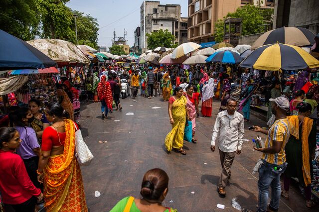 A general street view of Bhadra market in Ahemdabad, Gujarat, India, on Friday, May 6, 2023. Photographer: Prashanth Vishwanathan/Bloomberg