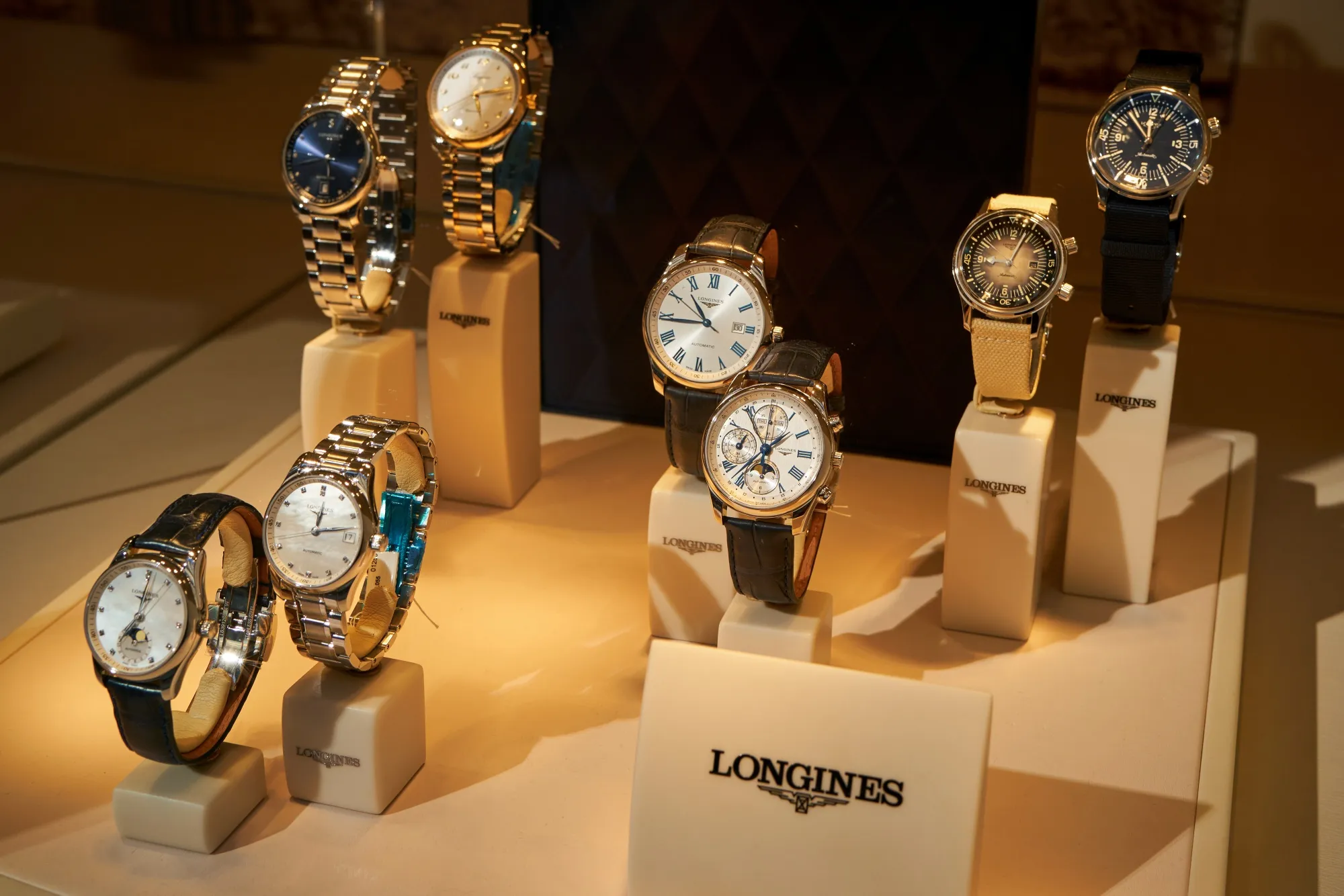 Watches in the window of a luxury store on Fifth Avenue, New York.