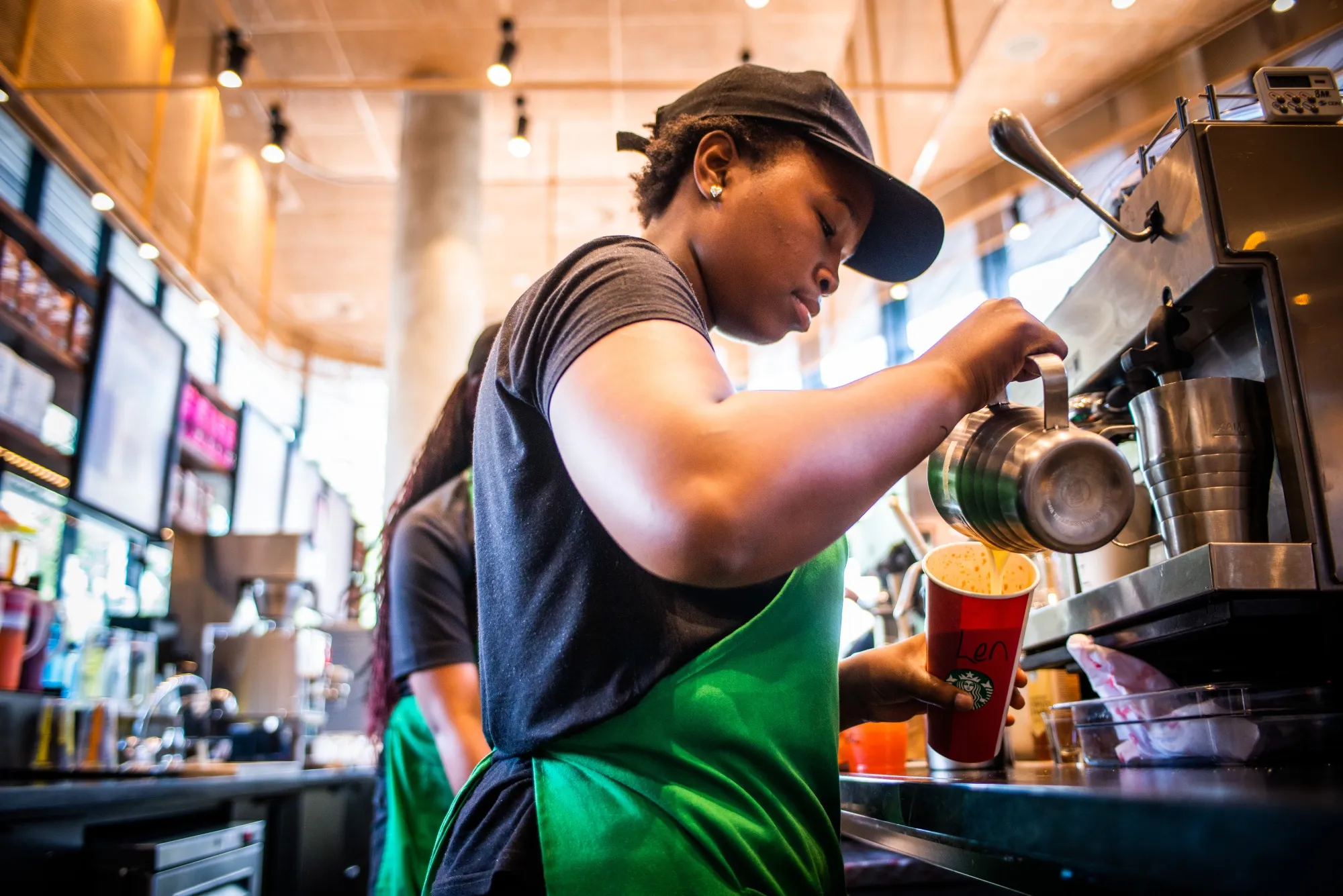 A barista makes coffee in Johannesburg, South Africa.&nbsp;