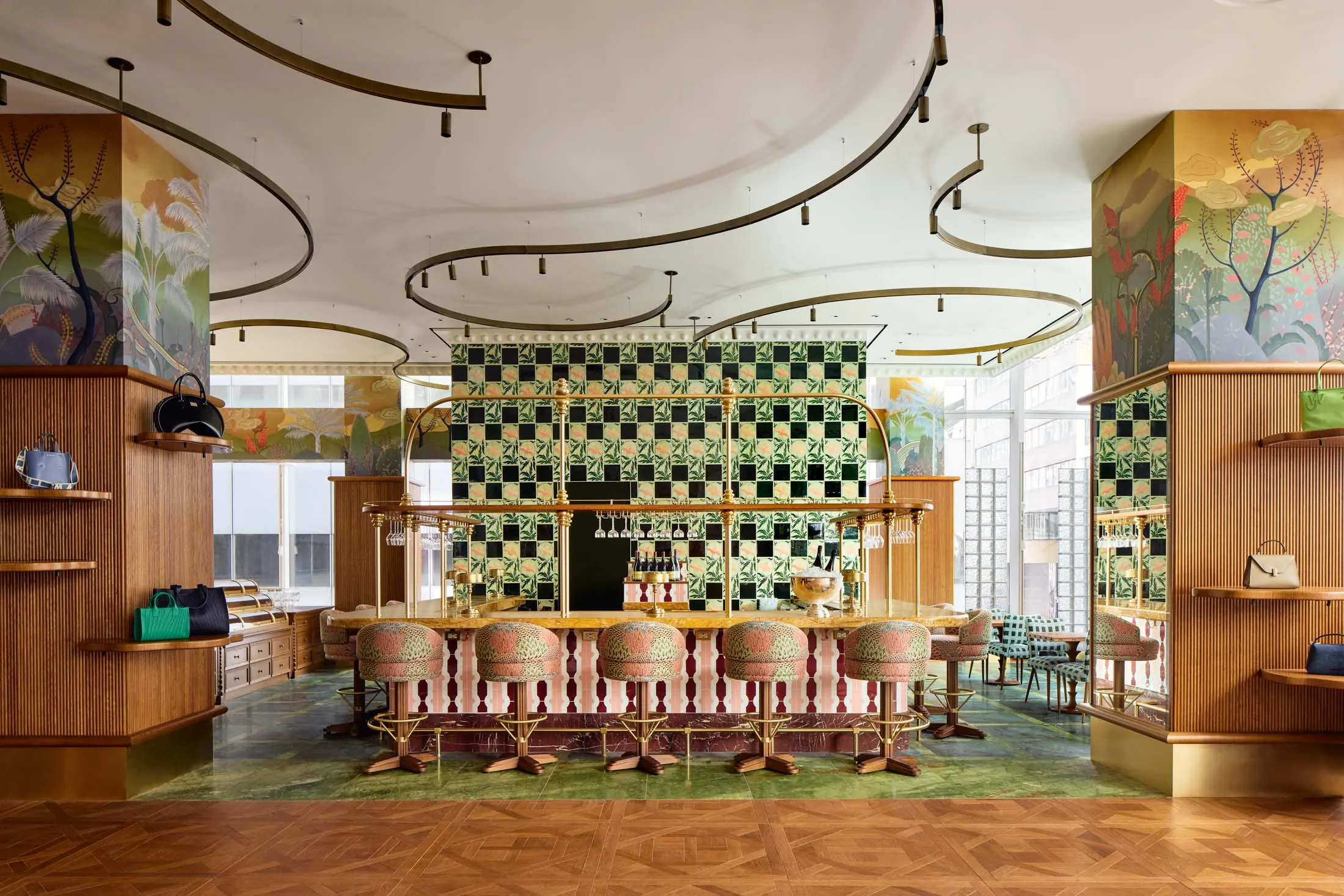 The Salon Vert, one of the splashy places to eat and drink at Printemps New York.