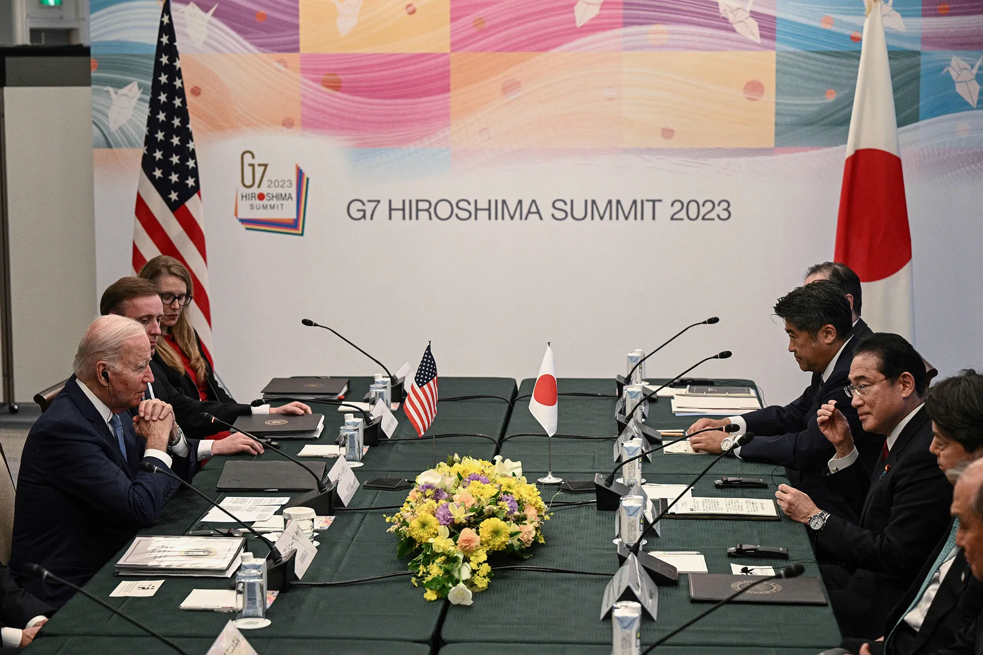 Joe Biden&nbsp;with&nbsp;Fumio Kishida&nbsp;in Hiroshima on May 18.