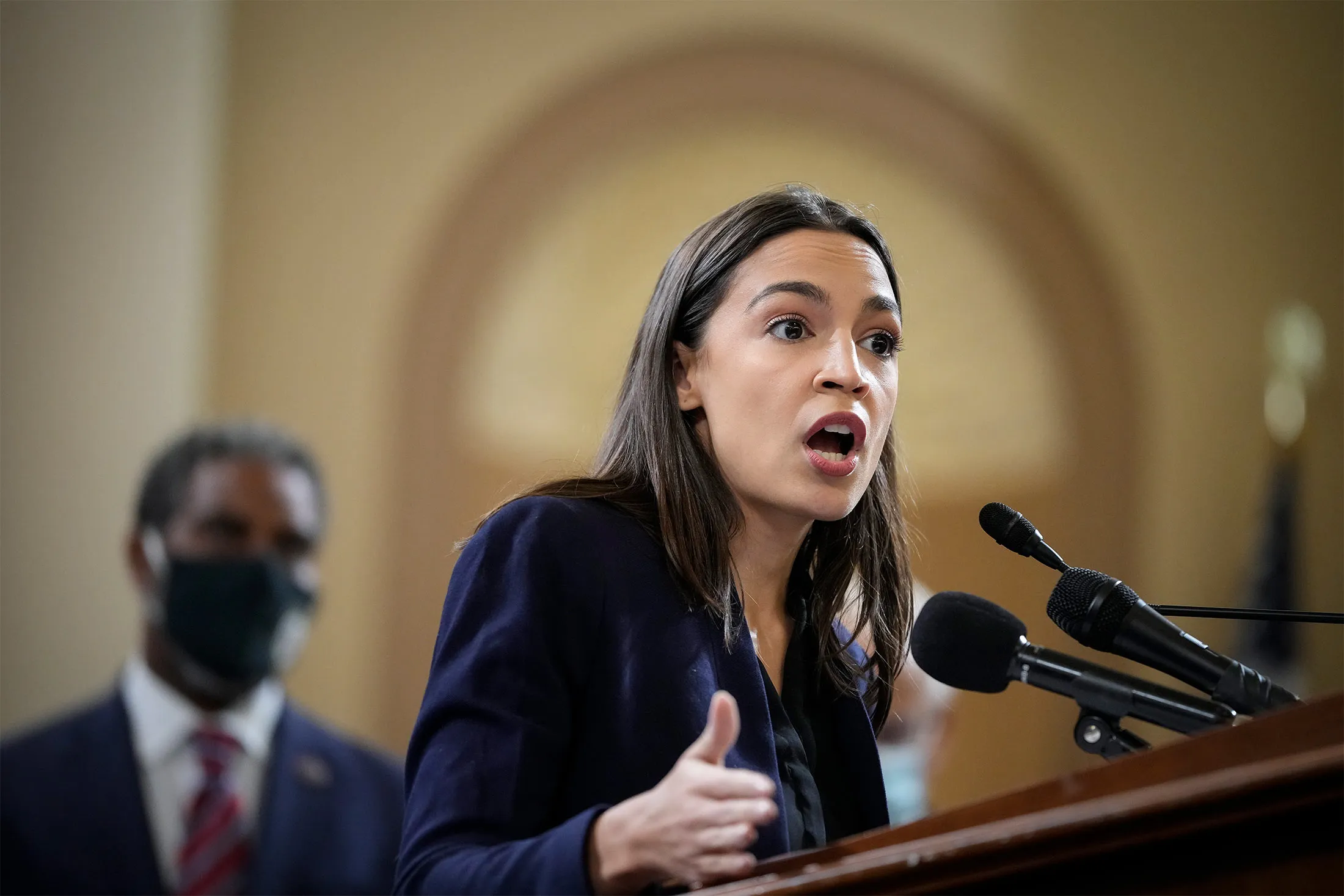 Rep. Alexandria Ocasio-Cortez&nbsp;speaks during a news conference on Capitol Hill on Oct. 26.