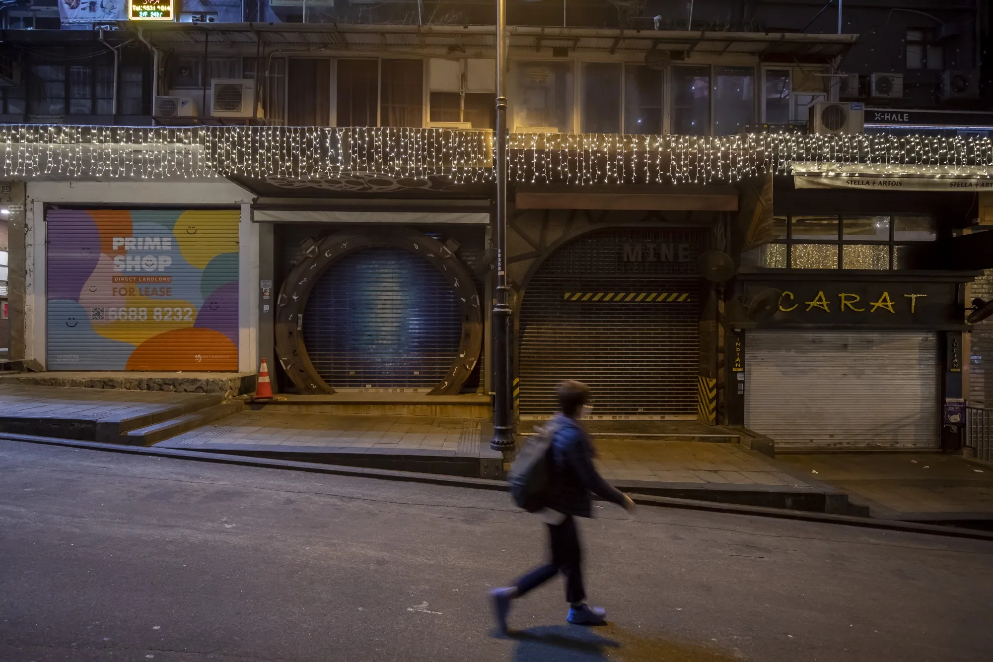 Closed bars due to Covid-19 restrictions in the Lan Kwai Fong nightlife area in Hong Kong on Jan. 7.