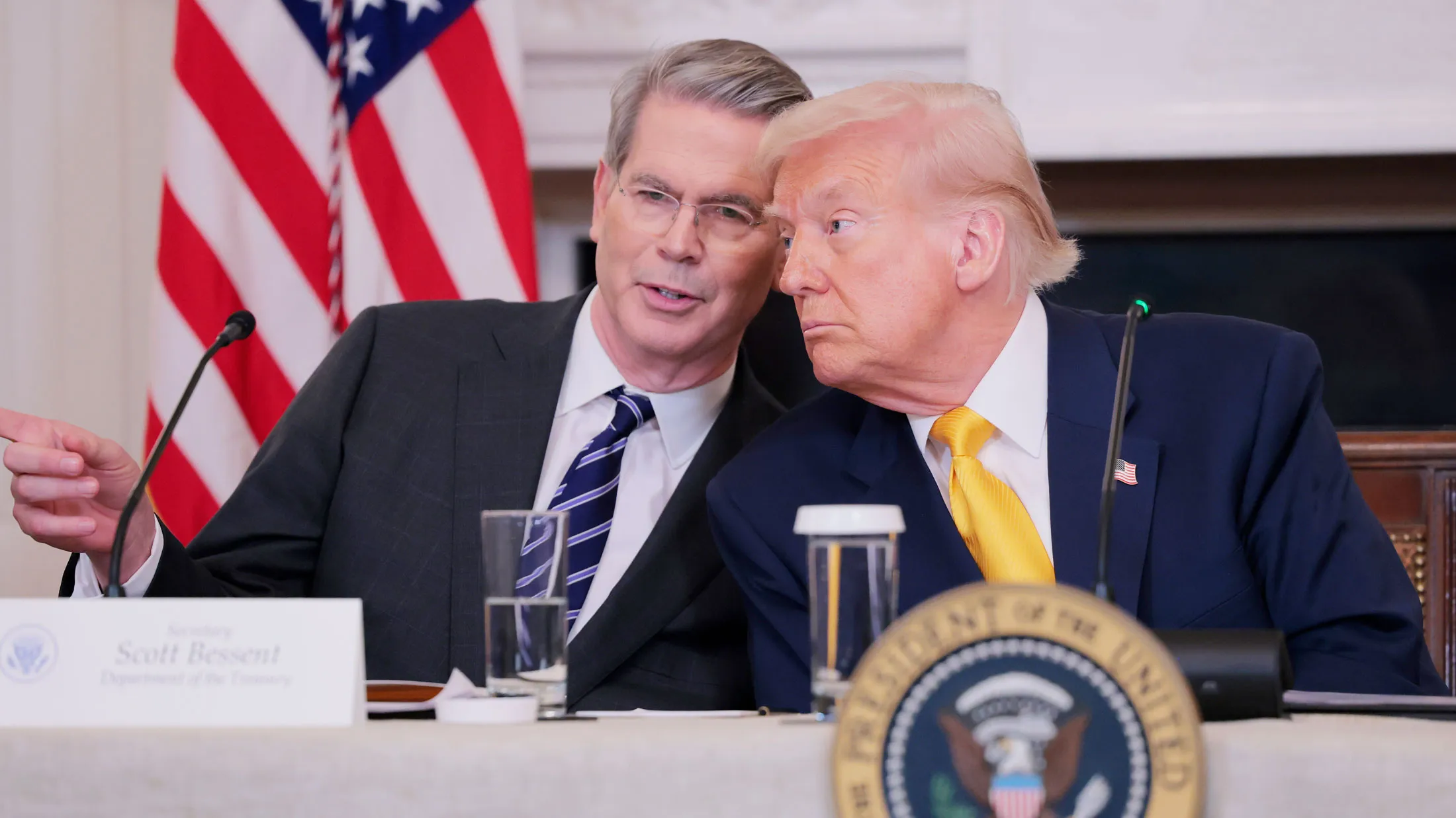 Treasury Secretary Scott Bessent and US President Donald Trump