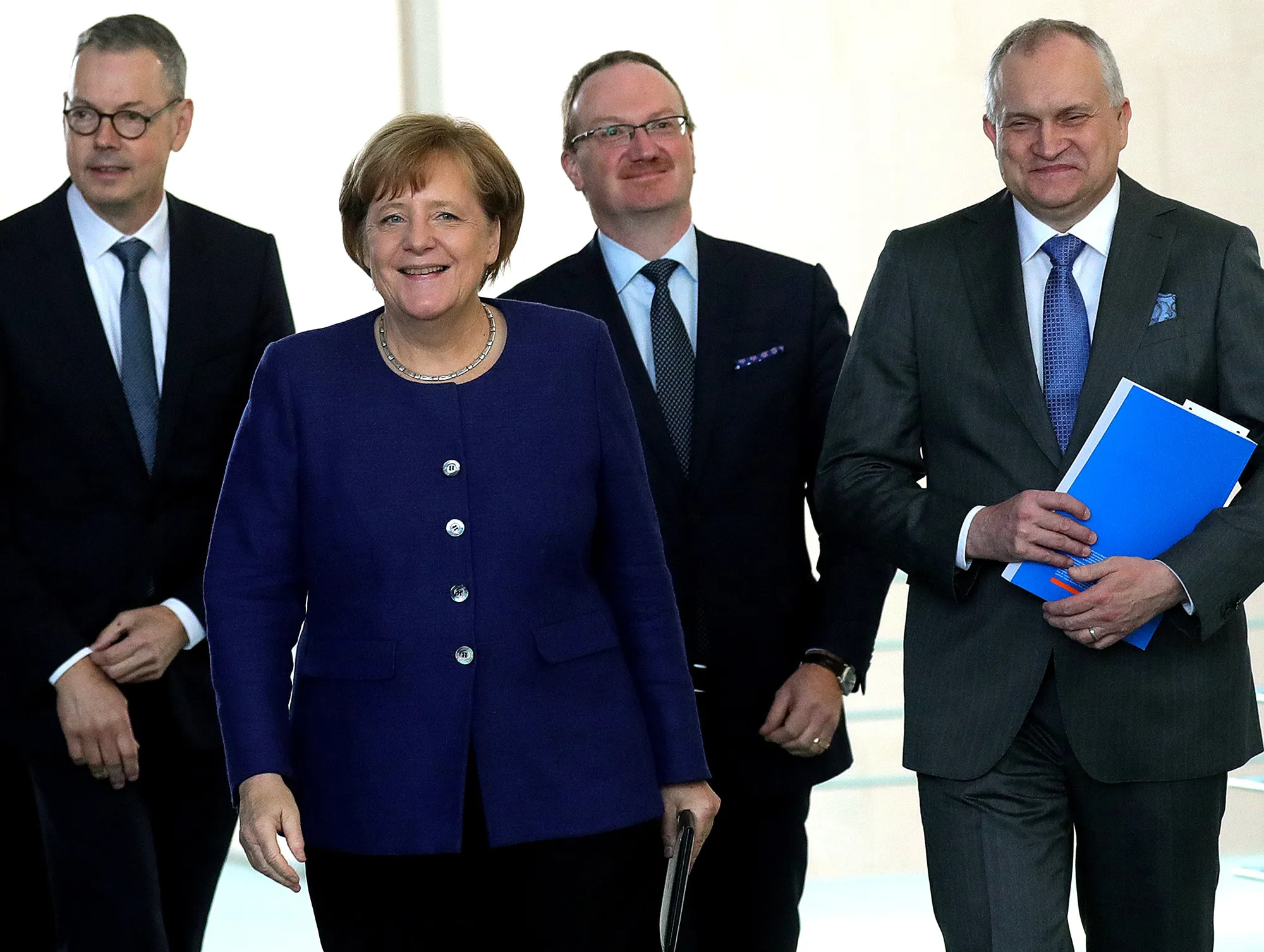 Angela Merkel and members of Germany’s Council of Economic Experts on&nbsp;Nov. 8.
