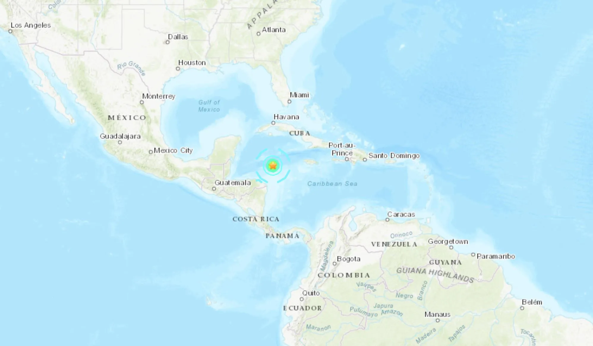 Large earthquake hits caribbean sea