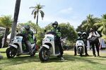 Electric motorcycles ready to pick up delegates at the G20 Summit in Bali.