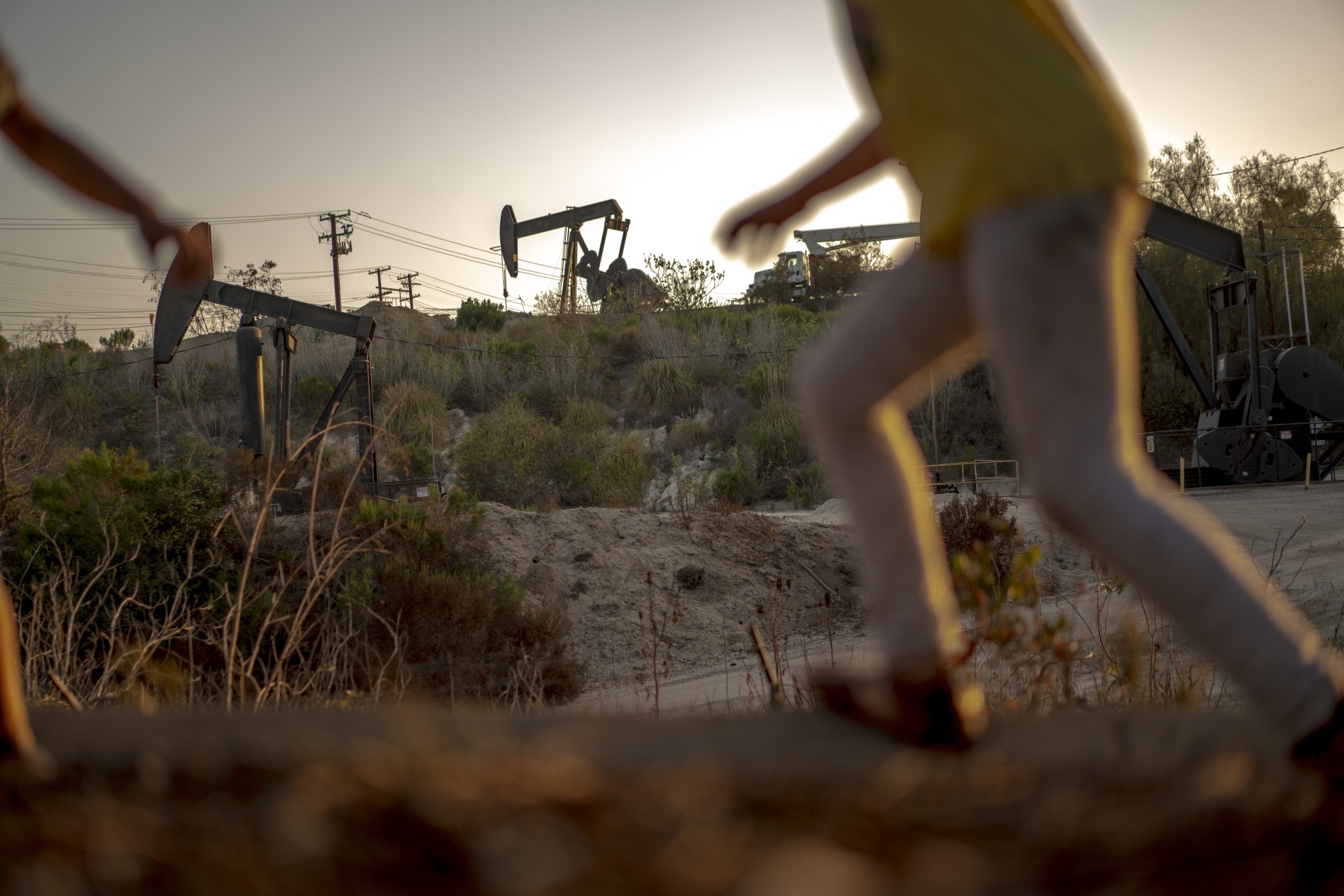 Oil pump jacks operate&nbsp;in Culver City, California.