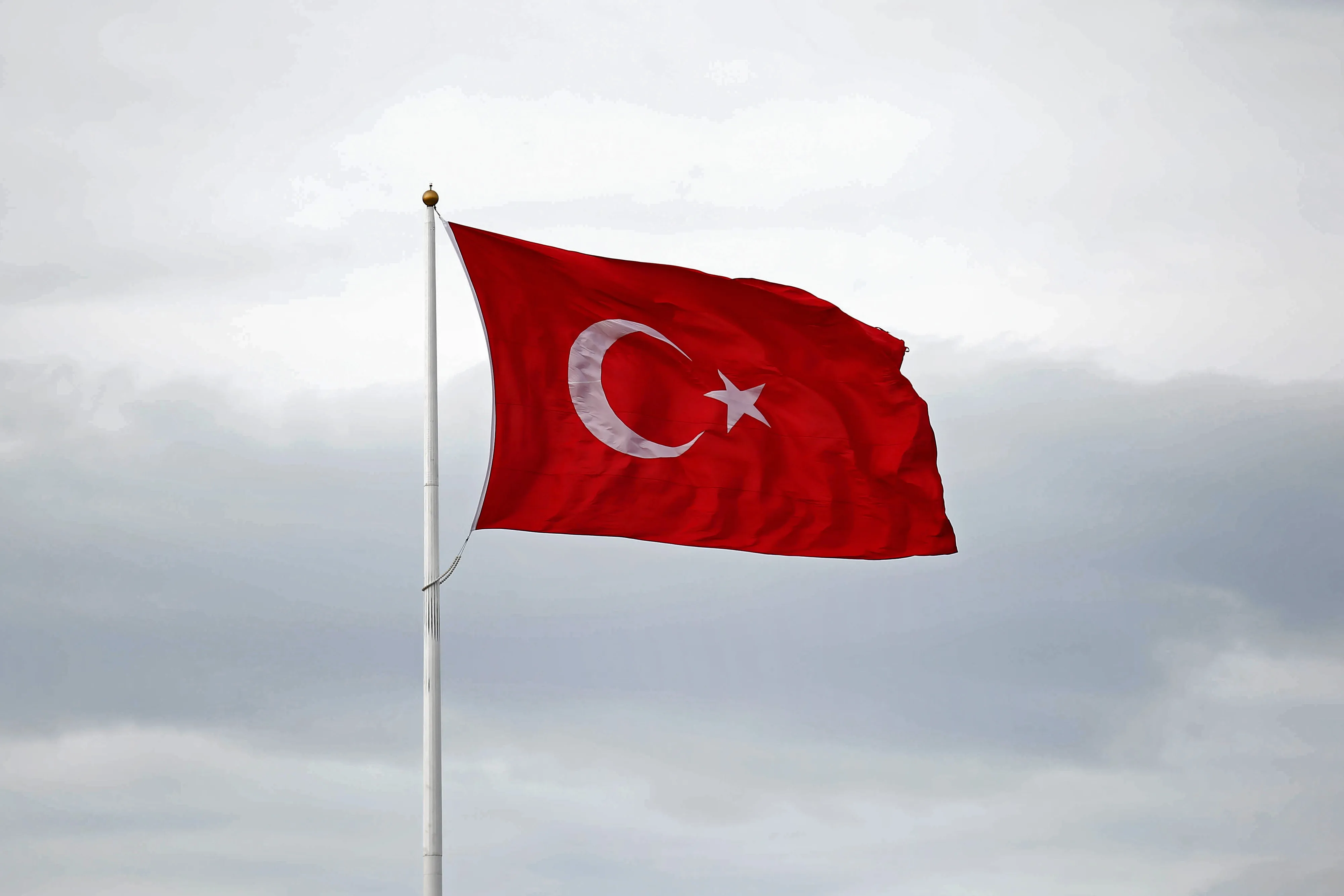 A Turkish national flag flies in Istanbul, Turkey.