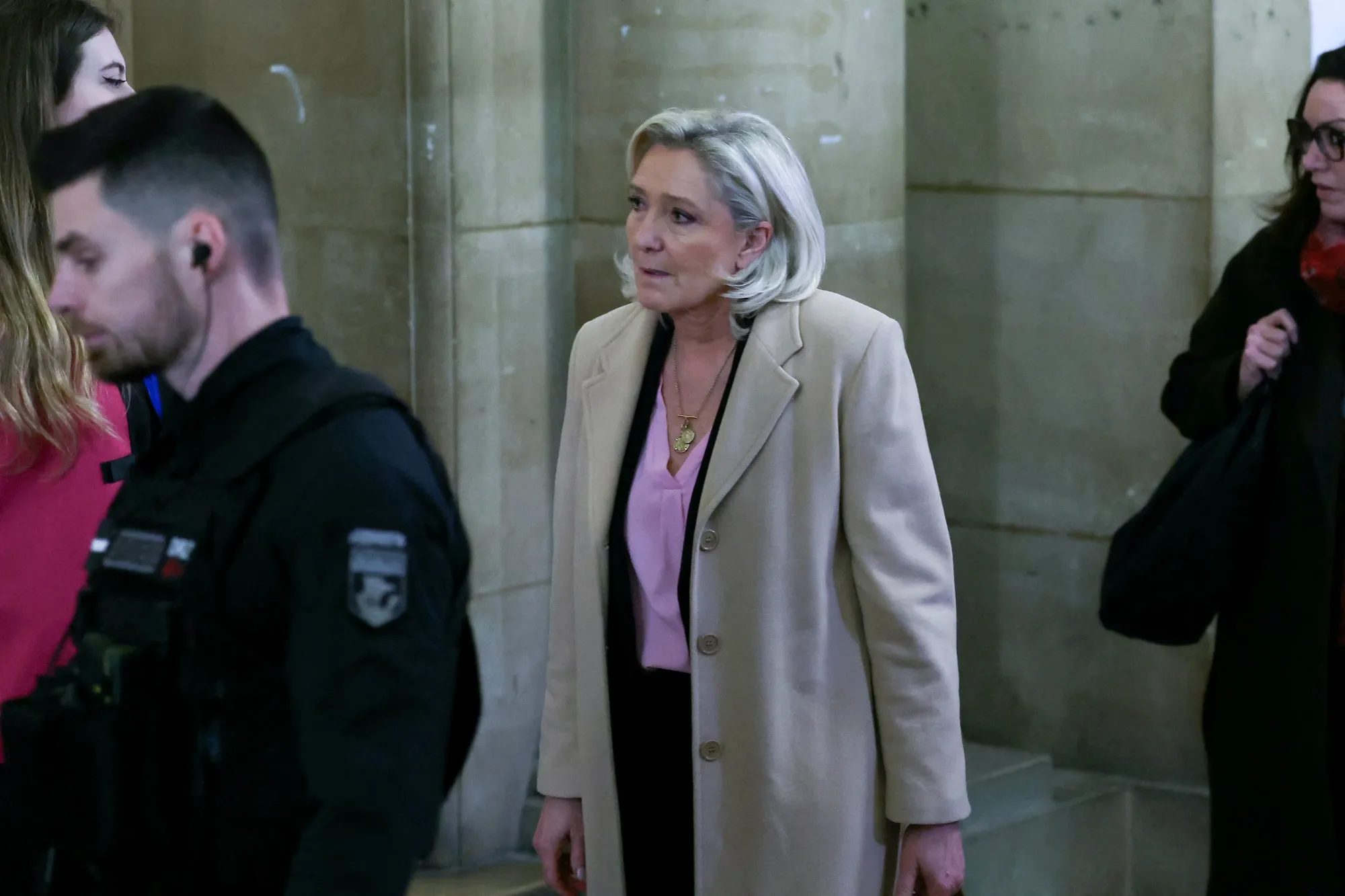 Marine Le Pen arrives for a hearing in Paris, on Jan. 13.