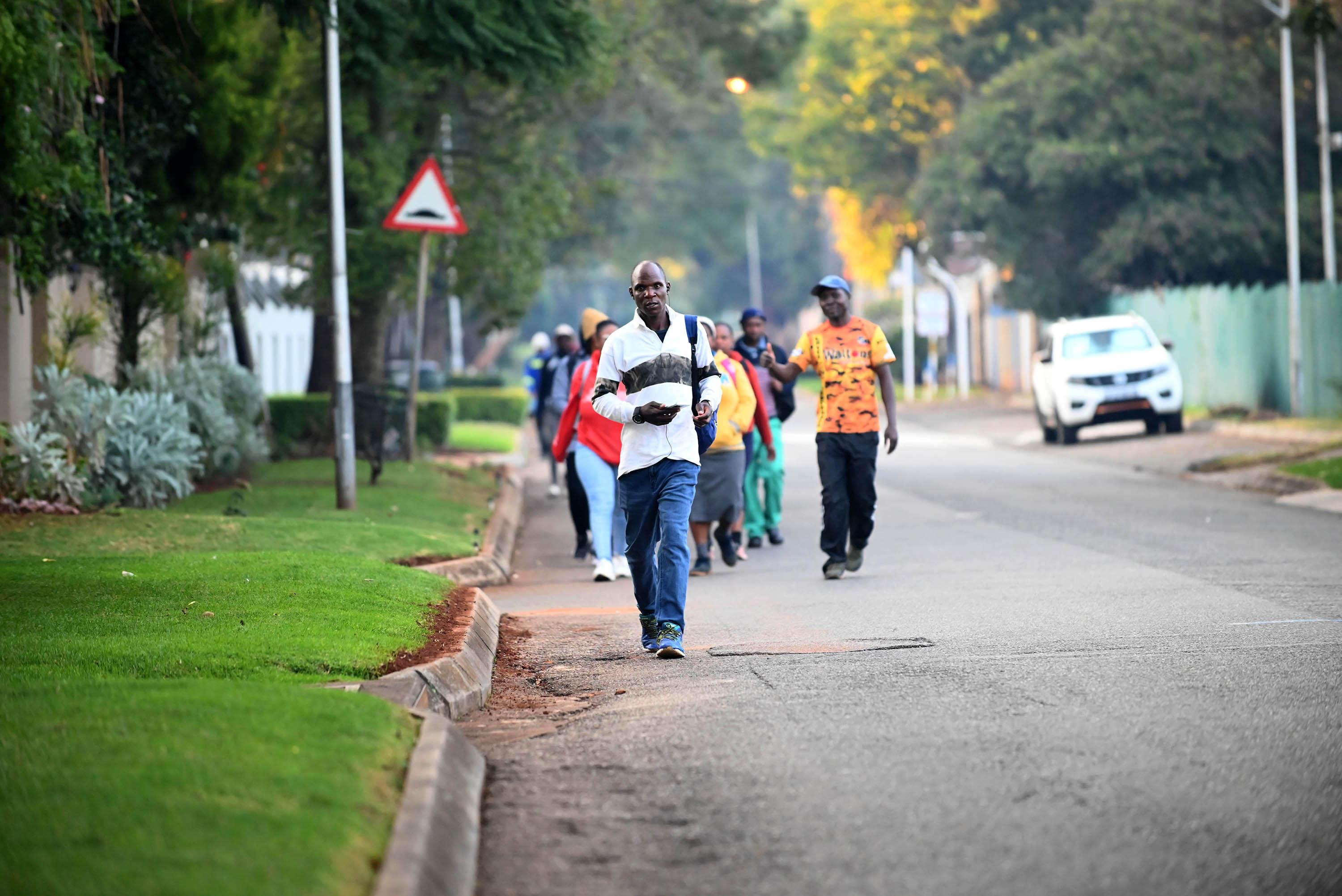 Commuters then walk the final leg of their journey in Bedfordview.