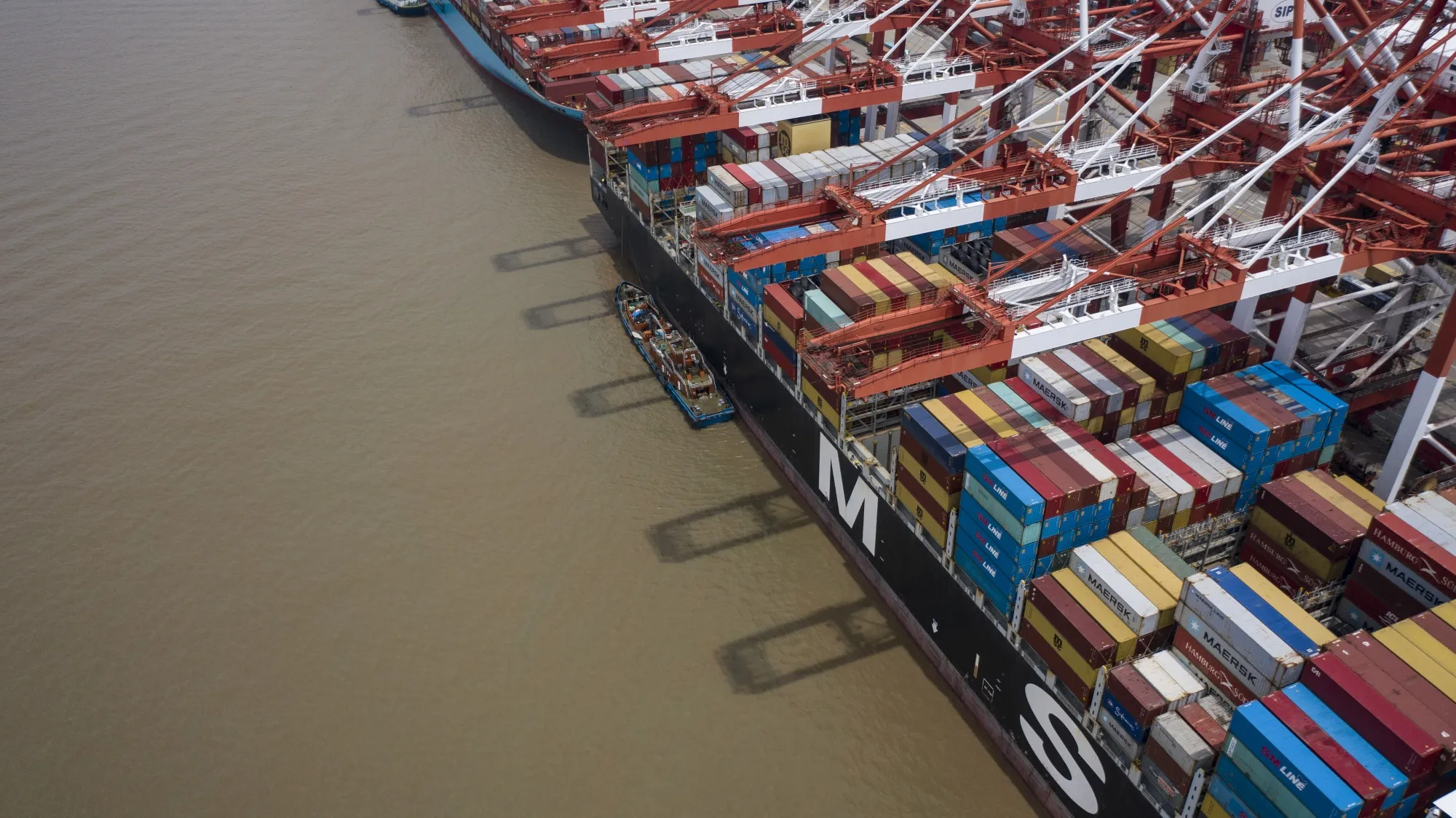 Views of the Yangshan Container Port Ahead of China Trade Figures