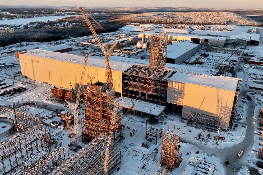 The Stegra&nbsp;green steel factory under construction in Boden, Sweden, on Dec. 12.&nbsp;