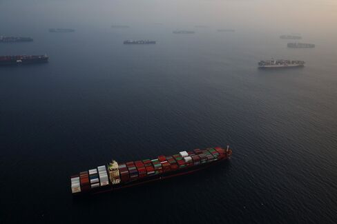 Ships Waiting Outside the Port of Los Angeles