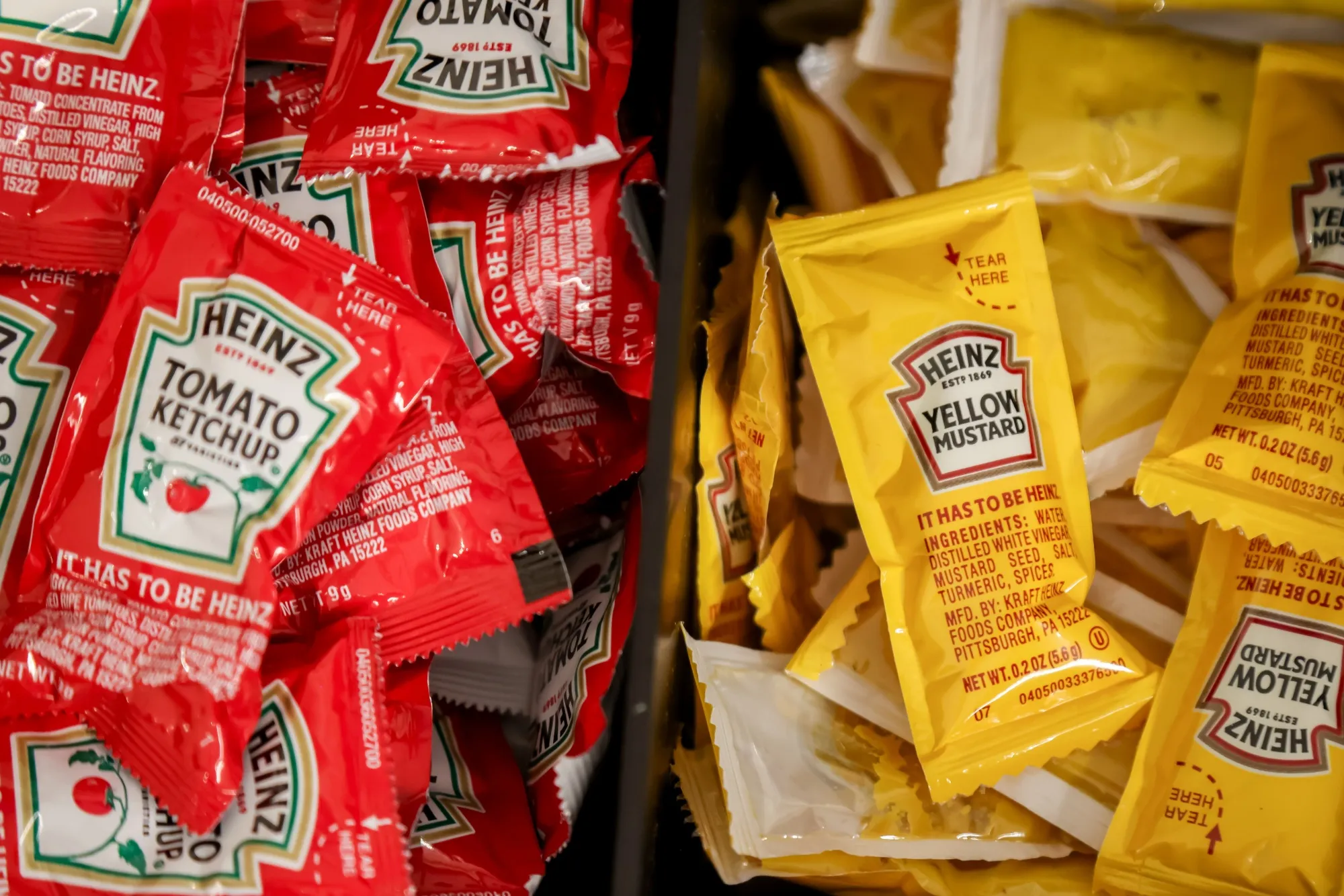 Heinz ketchup and mustard packets in New York.