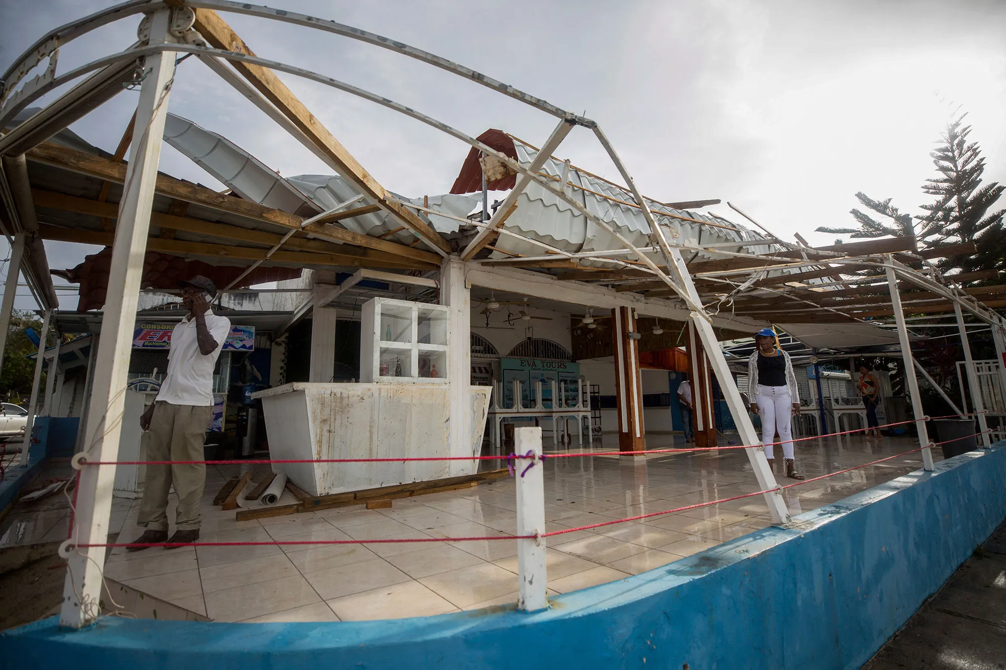 Damage at a restaurant located on the Malecon de Samana, after the passage of Hurricane Fiona, in Samana, Dominican Republic on Sept.&nbsp;20.