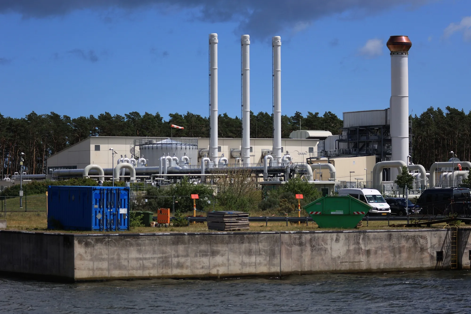 The gas receiving compressor station of the Nord Stream 1 natural gas pipeline in Lubmin, Germany.