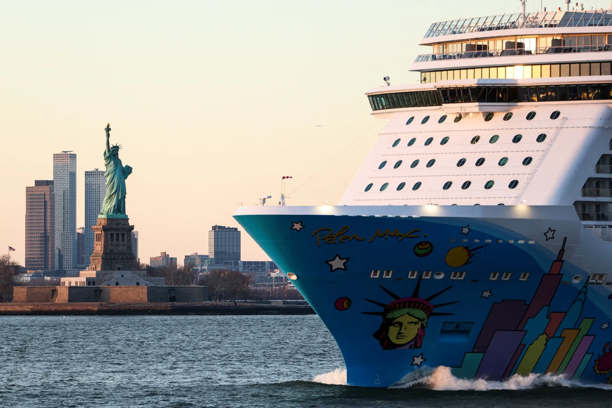 Norwegian Cruise Line's Norwegian Breakaway cruise ship after departing New York in January.