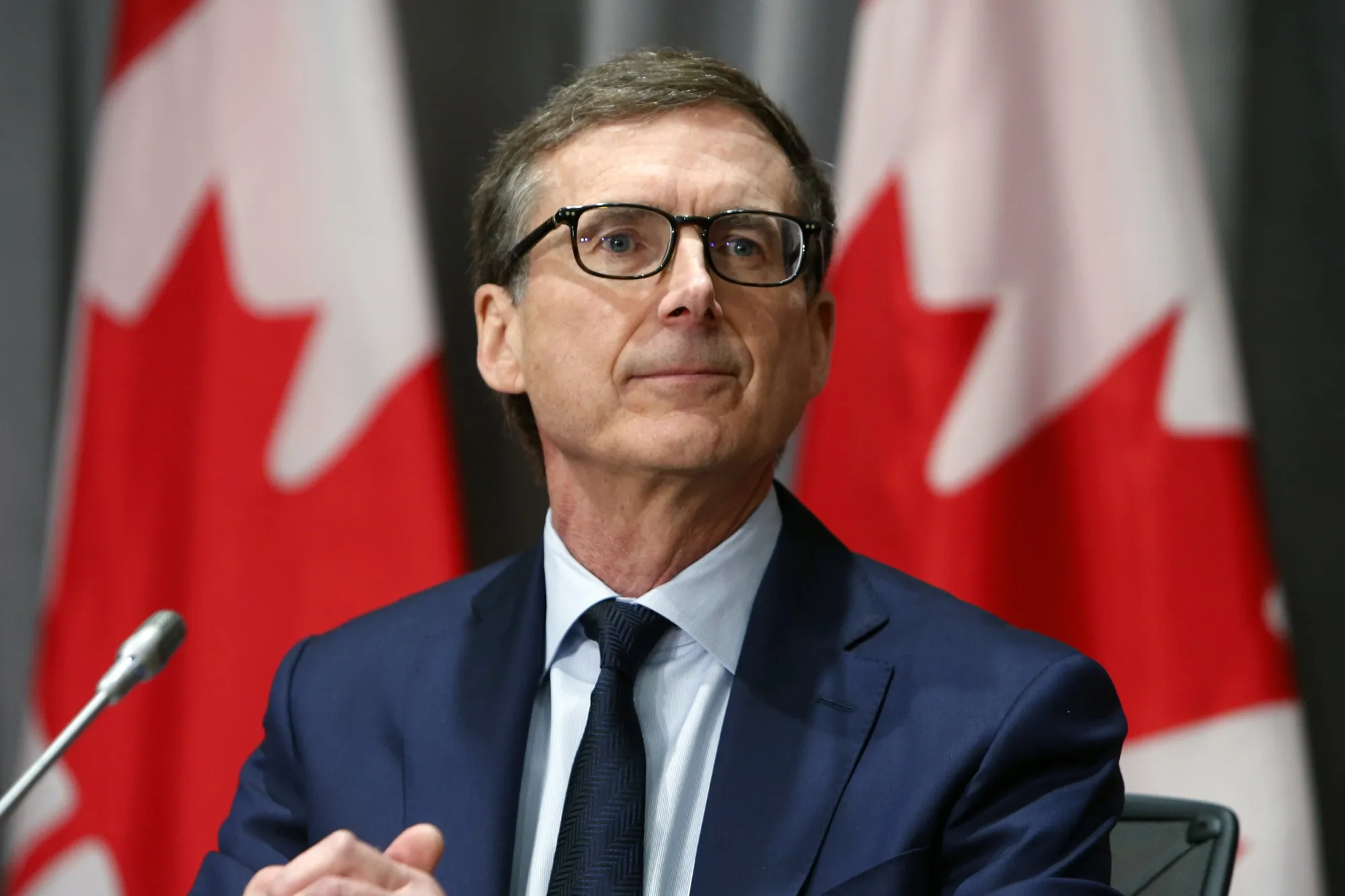 Tiff Macklem speaks during an Ottawa news conference on May 1.