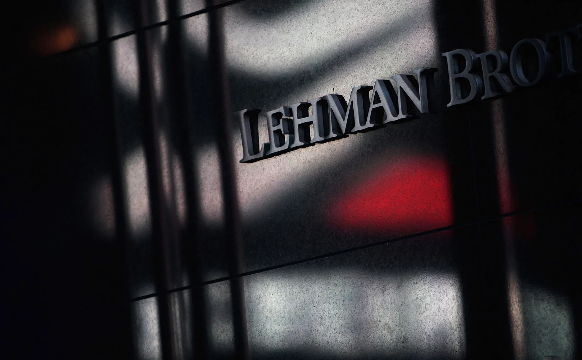 The sign outside the Lehman Brothers company's headquarters in New York in 2008.
