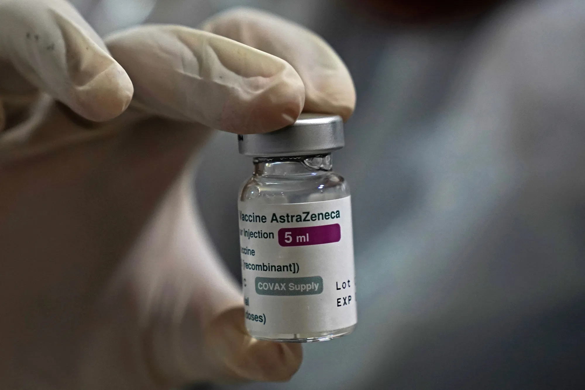 A vial of the AstraZeneca Plc Covid-19 vaccine.