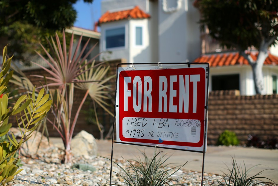 The old-fashioned way: A &quot;For Rent&quot; sign is posted outside an apartment complex in Carlsbad, California.