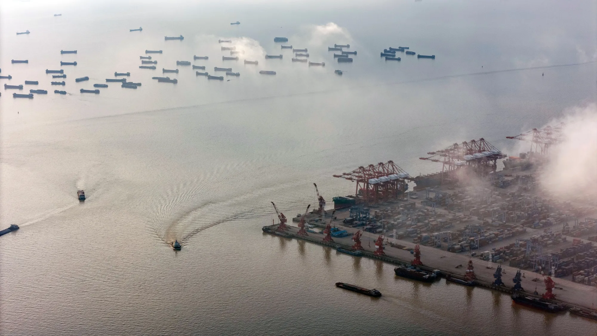 Shipping at the Port of Nansha in Guangzhou, China.