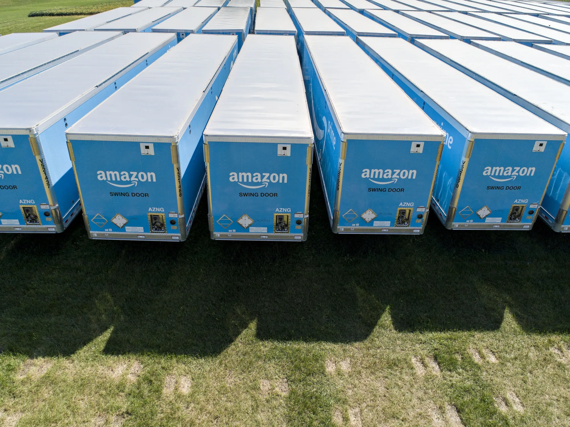 Amazon.com Inc. semi-trailers in&nbsp;Kewanee, Illinois, U.S.