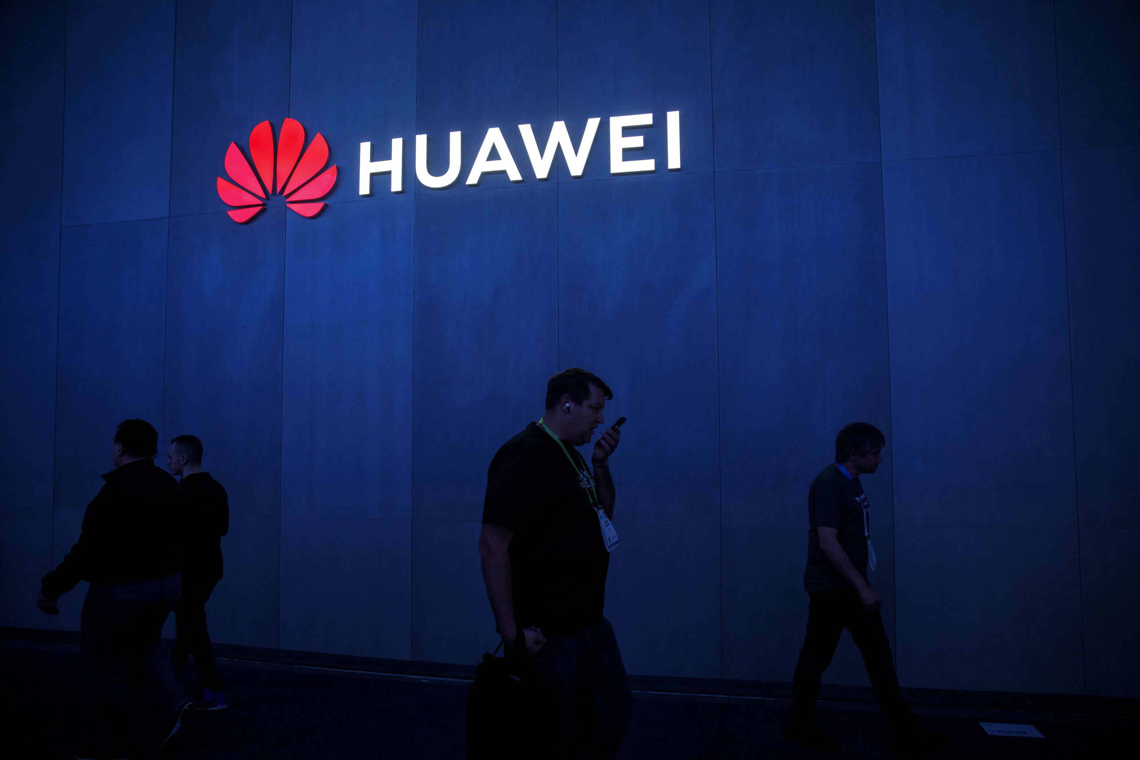 Signage displayed outside the Huawei Technologies Co. booth at the Consumer Electronics Show in Las Vegas.