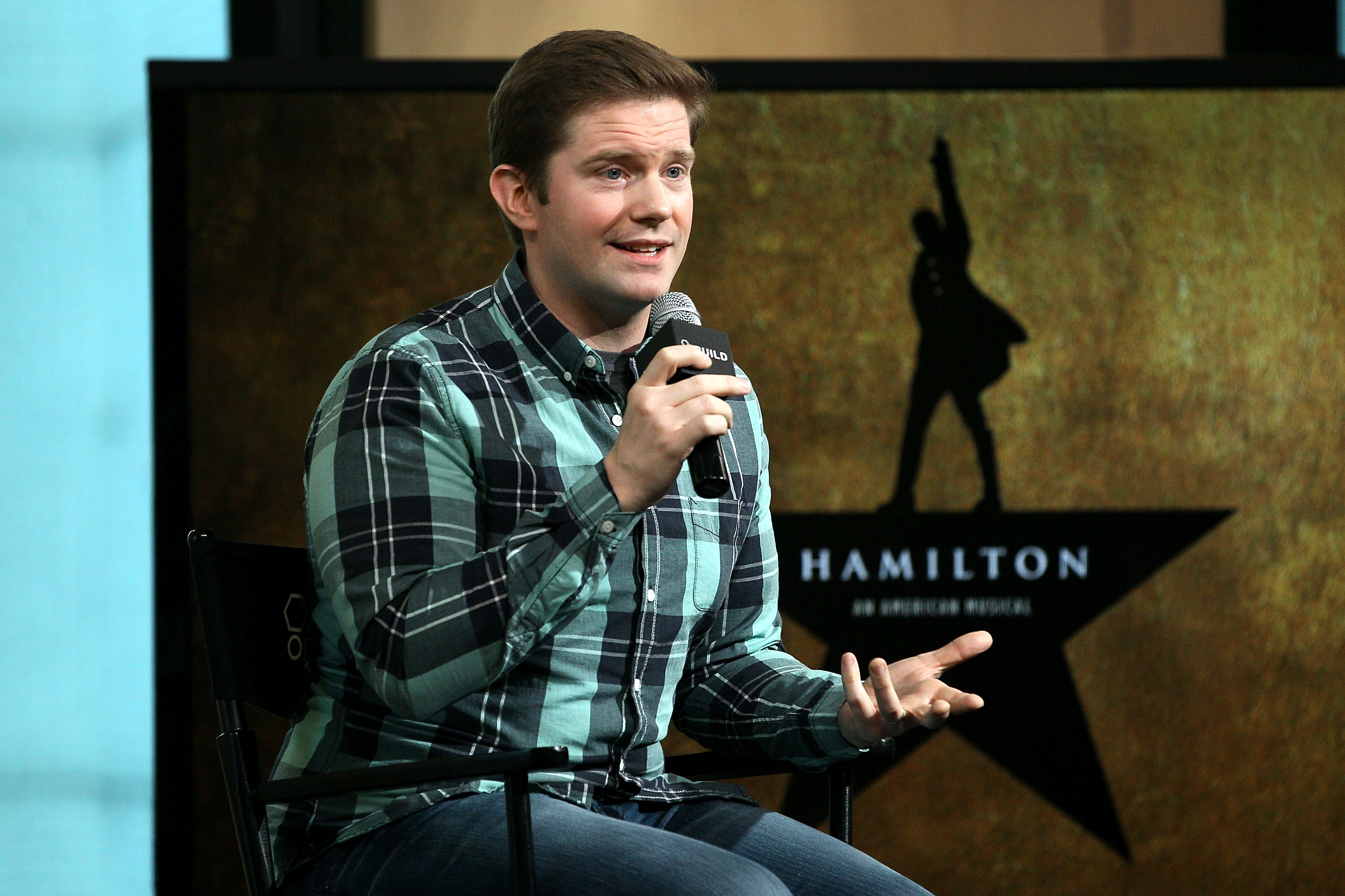 Rory O'Malley discussing Hamilton at AOL’s headquarters in New York City.
