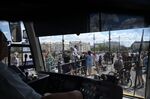 Demonstrators block the Margit Bridge, to protest against the government's proposed amendment to taxation legislation in Budapest on July 12.