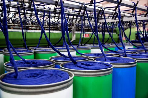 Dyed cashmere fleeces are spun at Loro Piana's plant in Roccapietra, Italy.