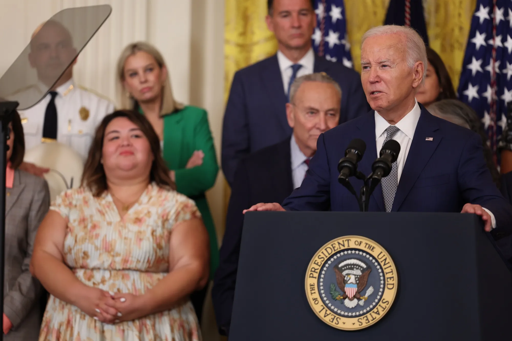 Joe Biden speaks in the East Room of the White House in Washington, DC on June 18.