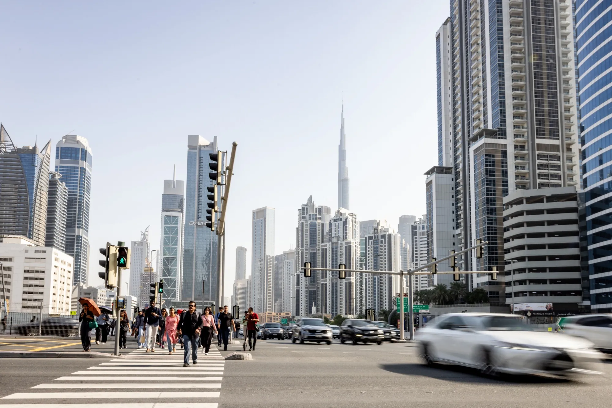 Workers in the&nbsp;financial district of Dubai, United Arab Emirates on March 4.