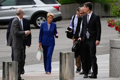 Karin Keller-Sutter arrives at the US State Department in Washington, DC, on Aug. 6. 