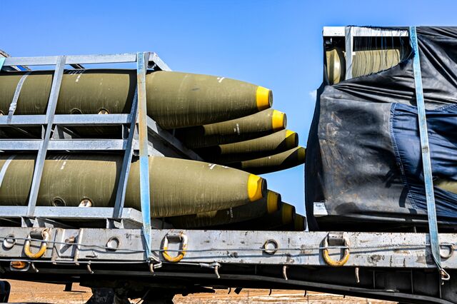 A shipment of 155mm artillery shells used by the Israeli army is transported on a truck along a highway between the Jerusalem and Beersheba in southern Israel on October 14, 2023. 