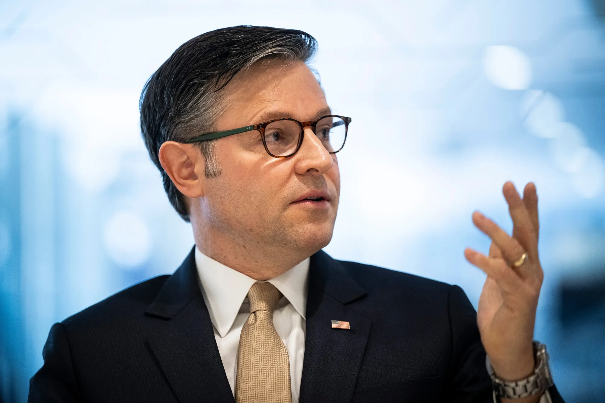 US House Speaker Mike Johnson during an interview in Washington, DC, on July 23.