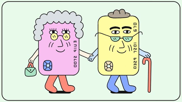 Illustration showing credit credit characters