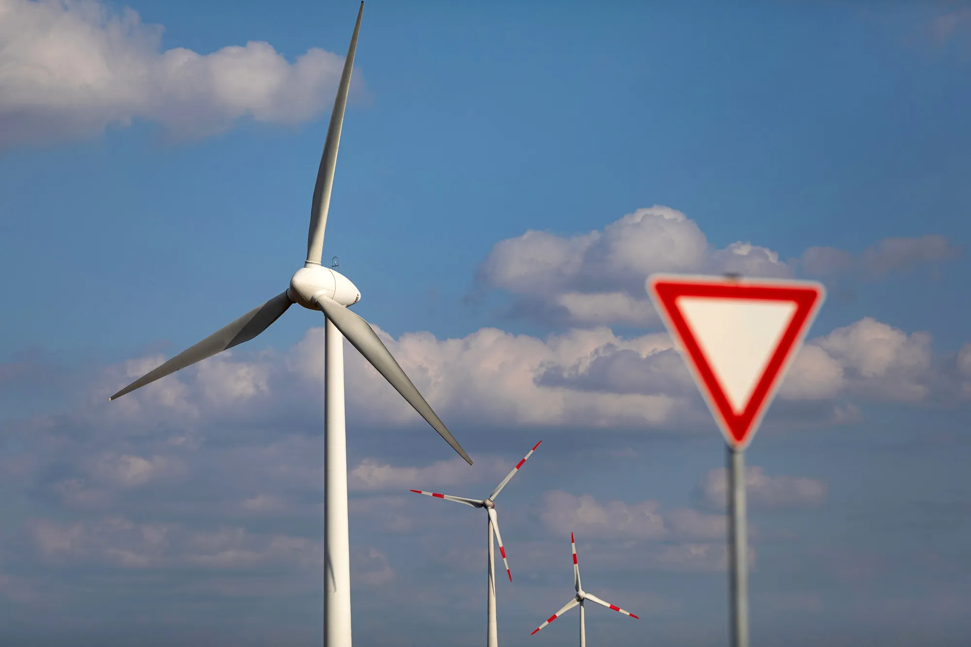 Wind turbines in Brandenburg, Germany.