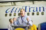 Gary Kelly, CEO of Southwest Airlines Co., speaks at an event to mark the&#13;
completion of Southwest's acquisition of AirTran Holdings at Hartsfield&#13;
Jackson International Airport in Atlanta, Georgia, U.S., on Monday, May 2, 2011.&#13;
&#13;
