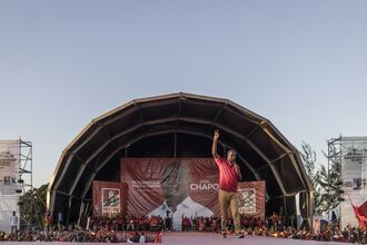 Daniel Chapo during a rally in Machava, Mozambique, on Oct. 6.