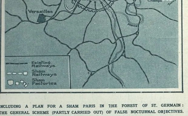 A map of fake Paris in an early 20th-century copy of Illustrated London News magazine. 