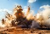 Dust storm after explosive detonator blast RF