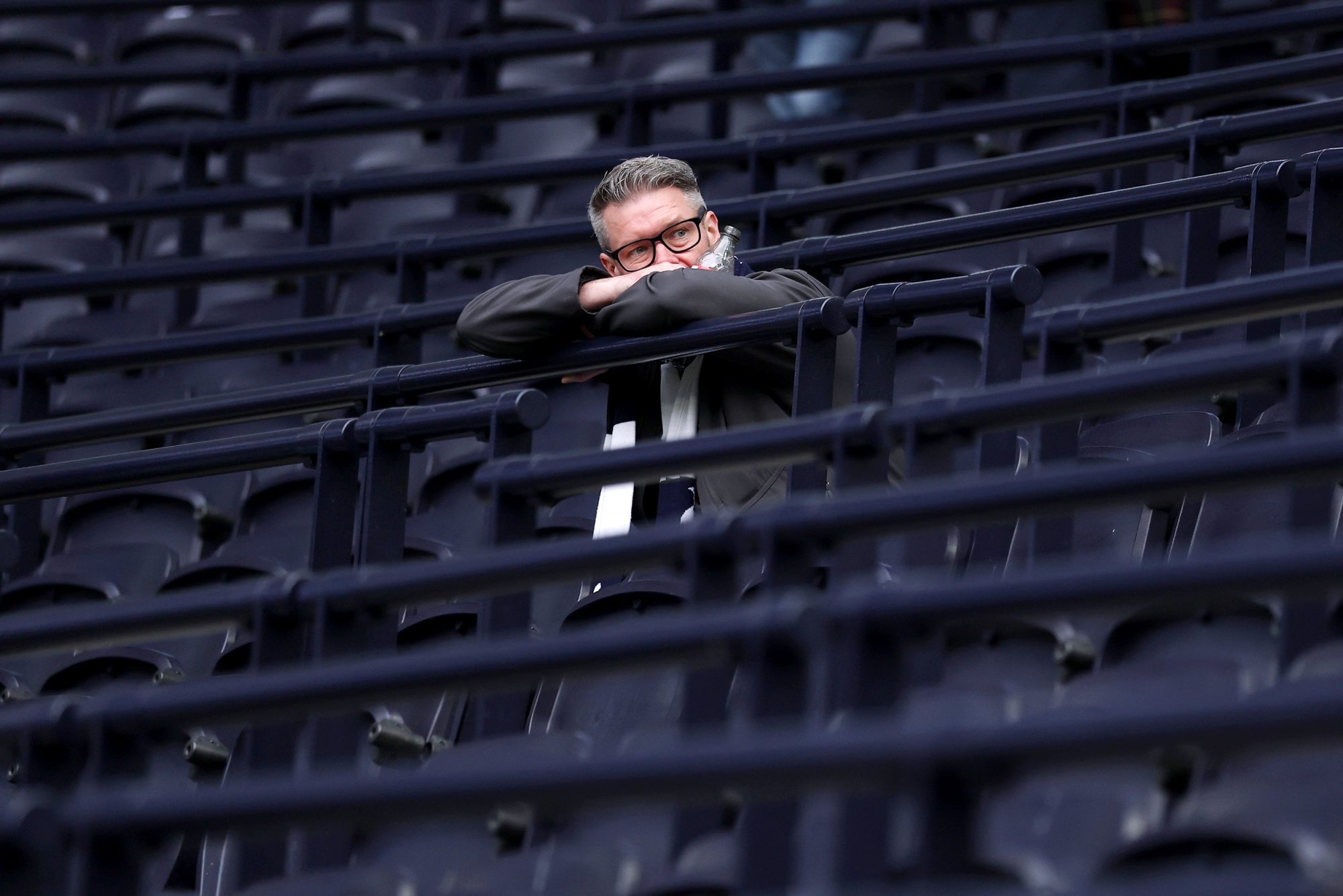 LONDON, ENGLAND - MARCH 22: A Tottenham Hotspur fan looks dejected after the team's defeat in the Premier League match between Tottenham Hotspur and Nottingham Forest at Tottenham Hotspur Stadium on March 22, 2026 in London, England. (Photo by Alex Pantling/Getty Images)