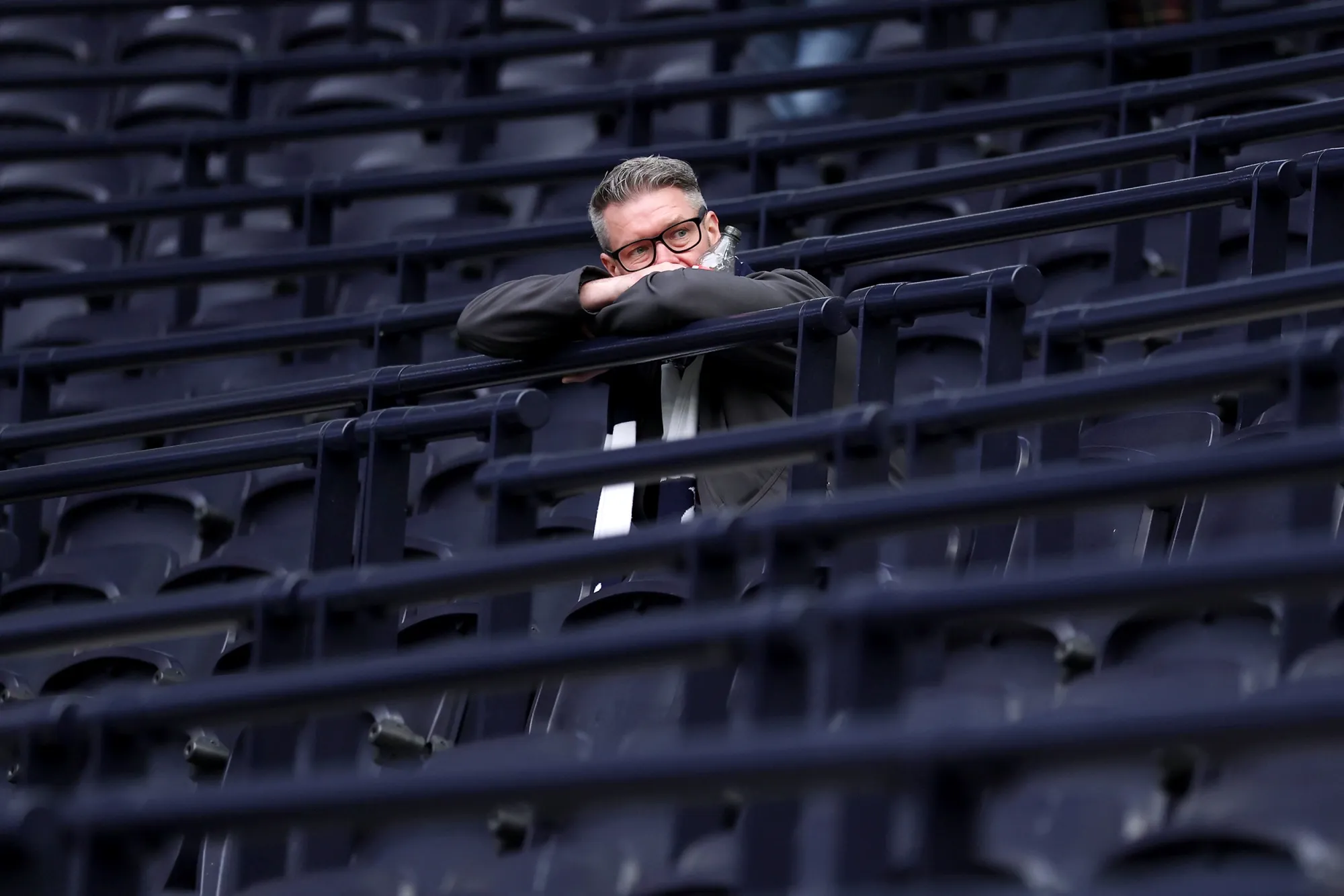 A dejected Tottenham Hotspur fan alone after his team's home defeat against fellow strugglers Nottingham Forest&nbsp;in London on March 22.