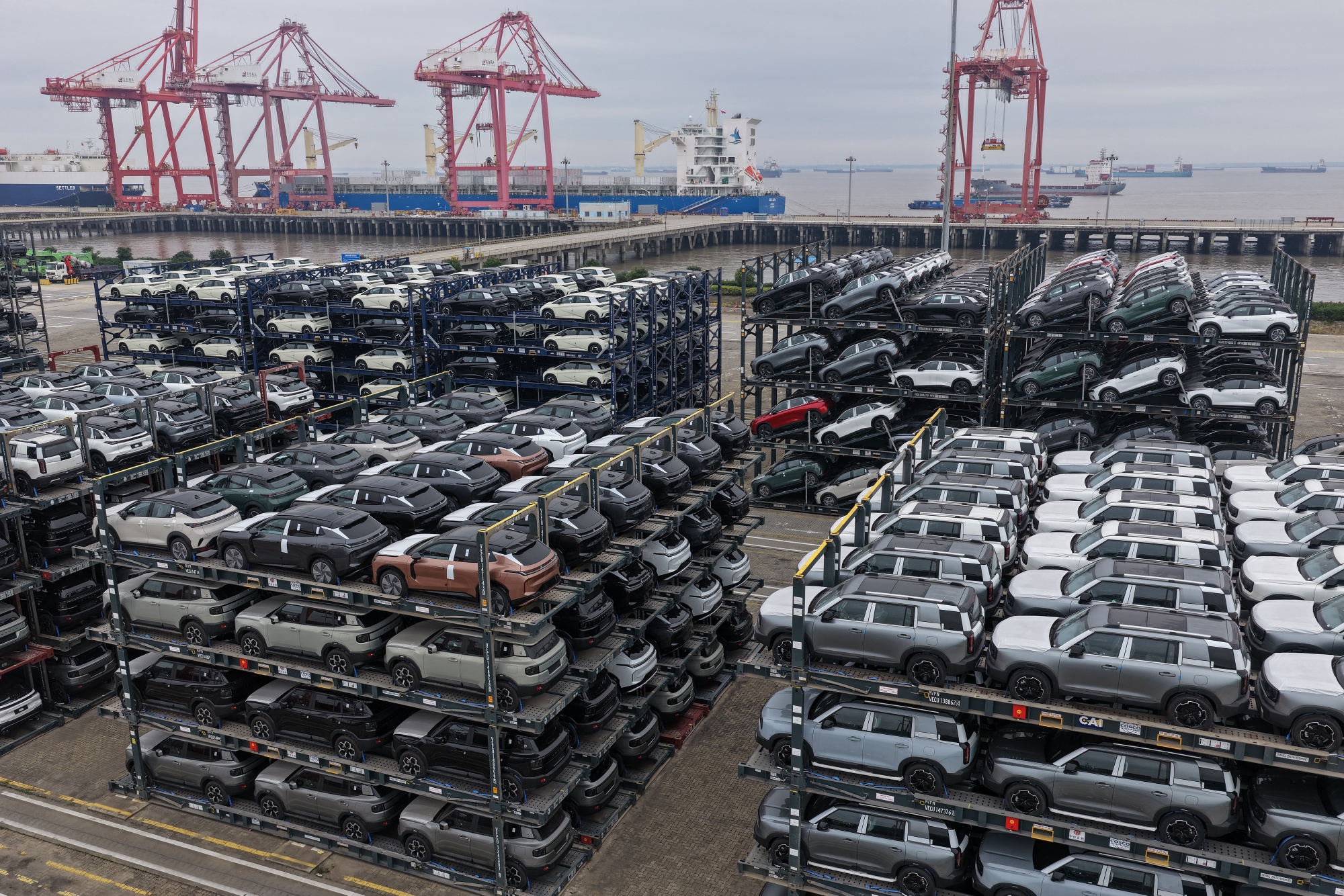 Cars at Suzhou Port in China's eastern Jiangsu province.